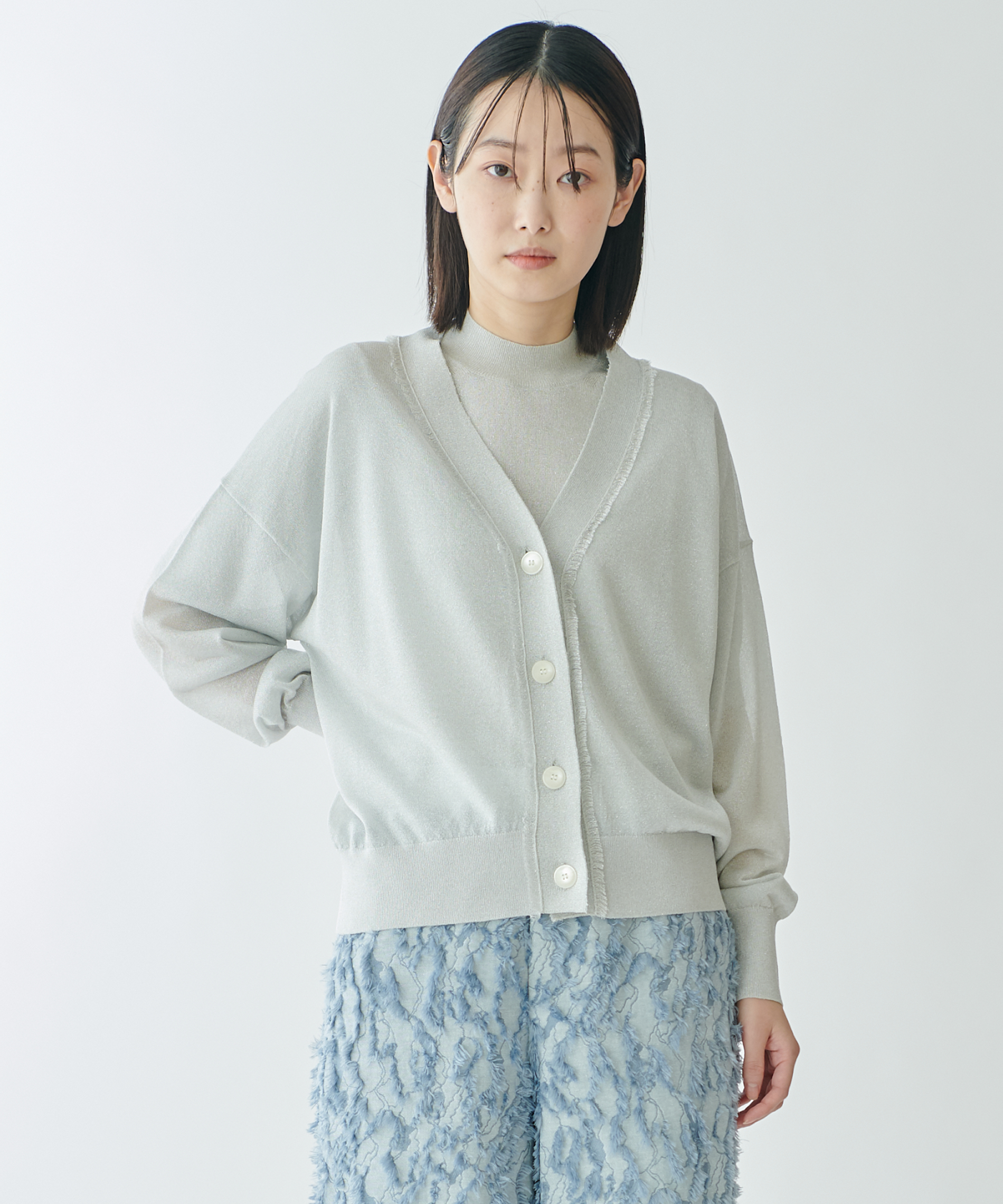 MAKRS カーディガン 9号 ミドル丈 トップス ラメニットカーディガン – FACE SANS FARD