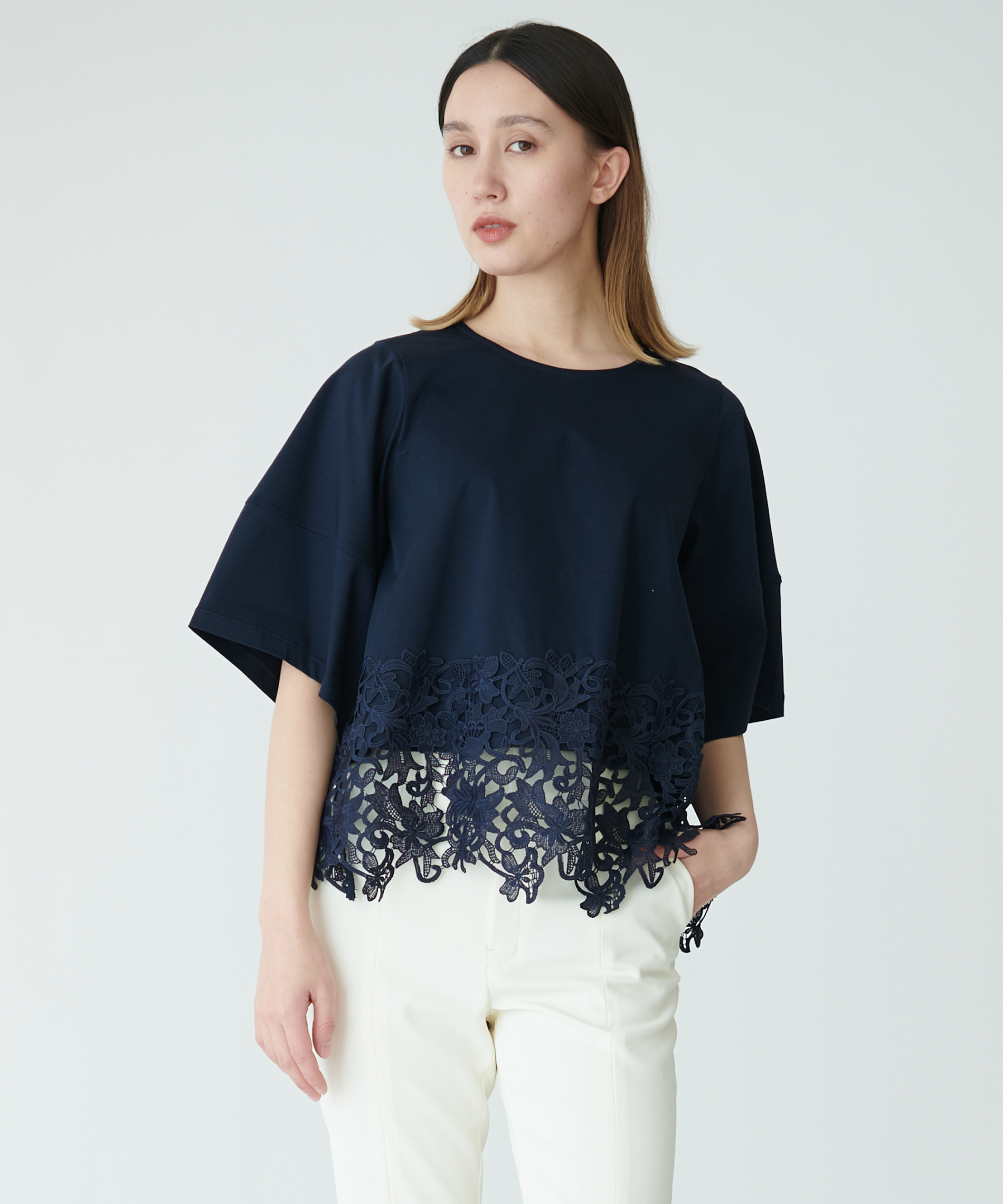 価格は安く 裾レースドッキングトップス – FACE SANS FARD トップス