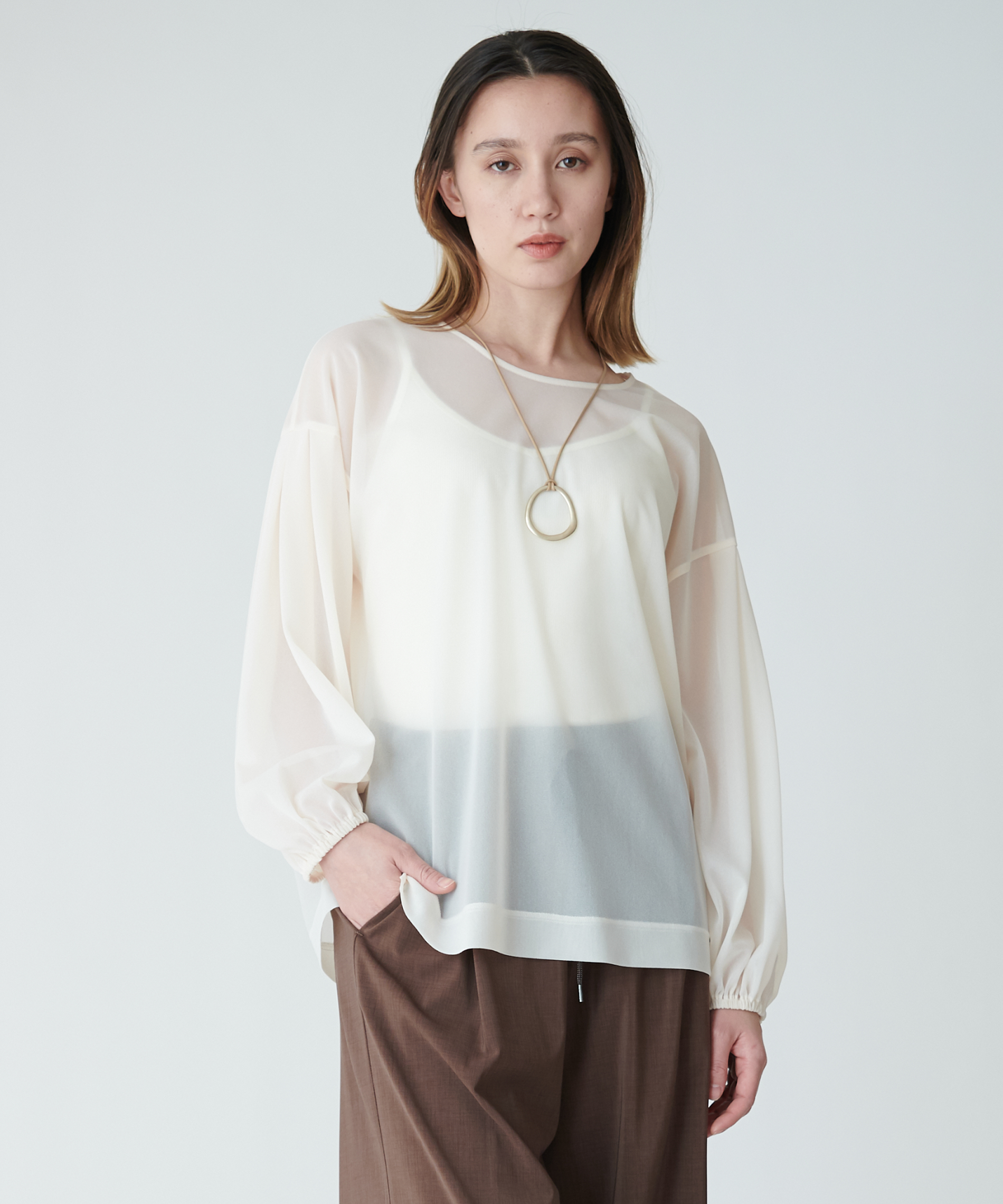 ボリュームスリーブシアートップス – FACE SANS FARD