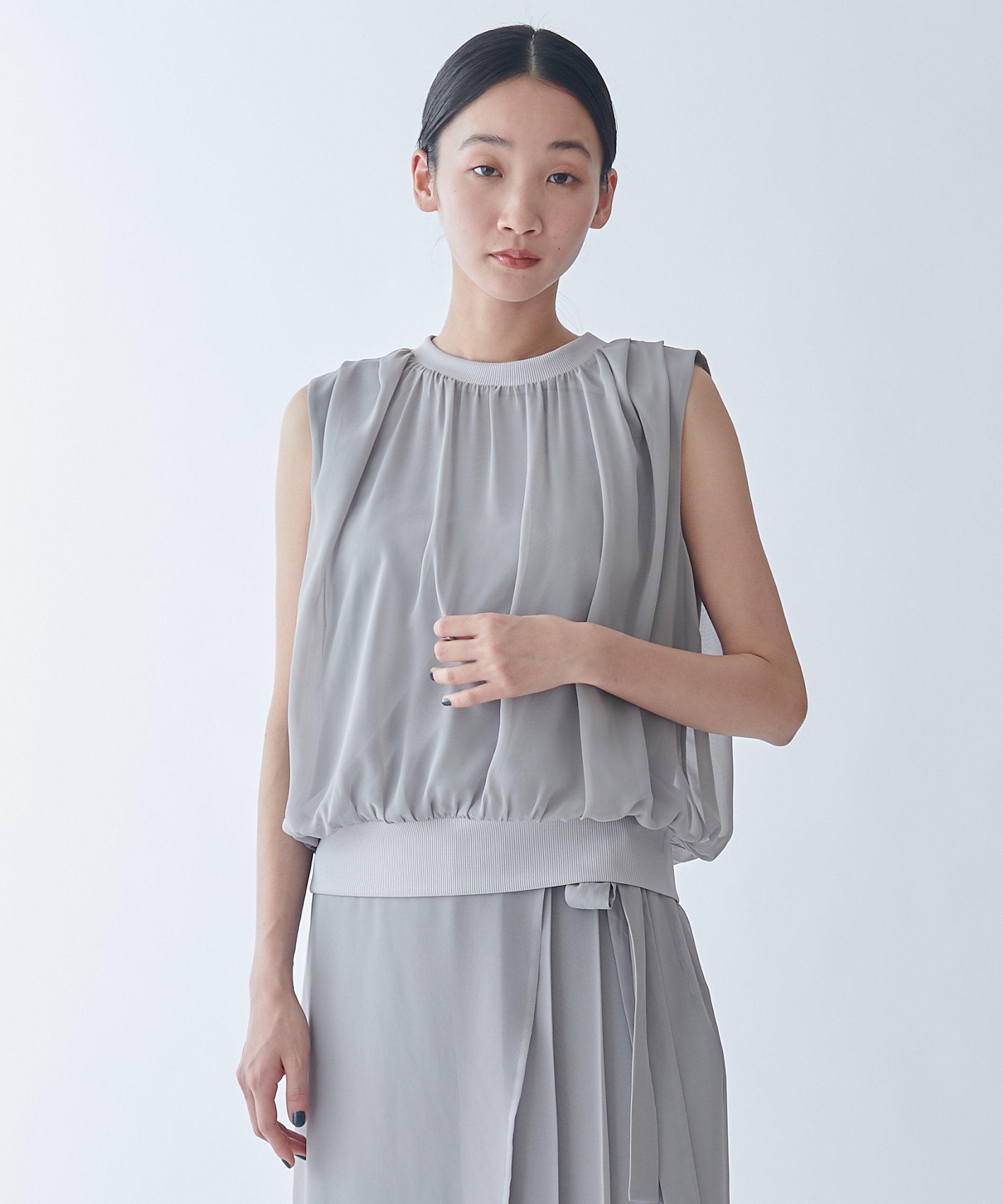 シアージョーゼットノースリーブトップス – FACE SANS FARD