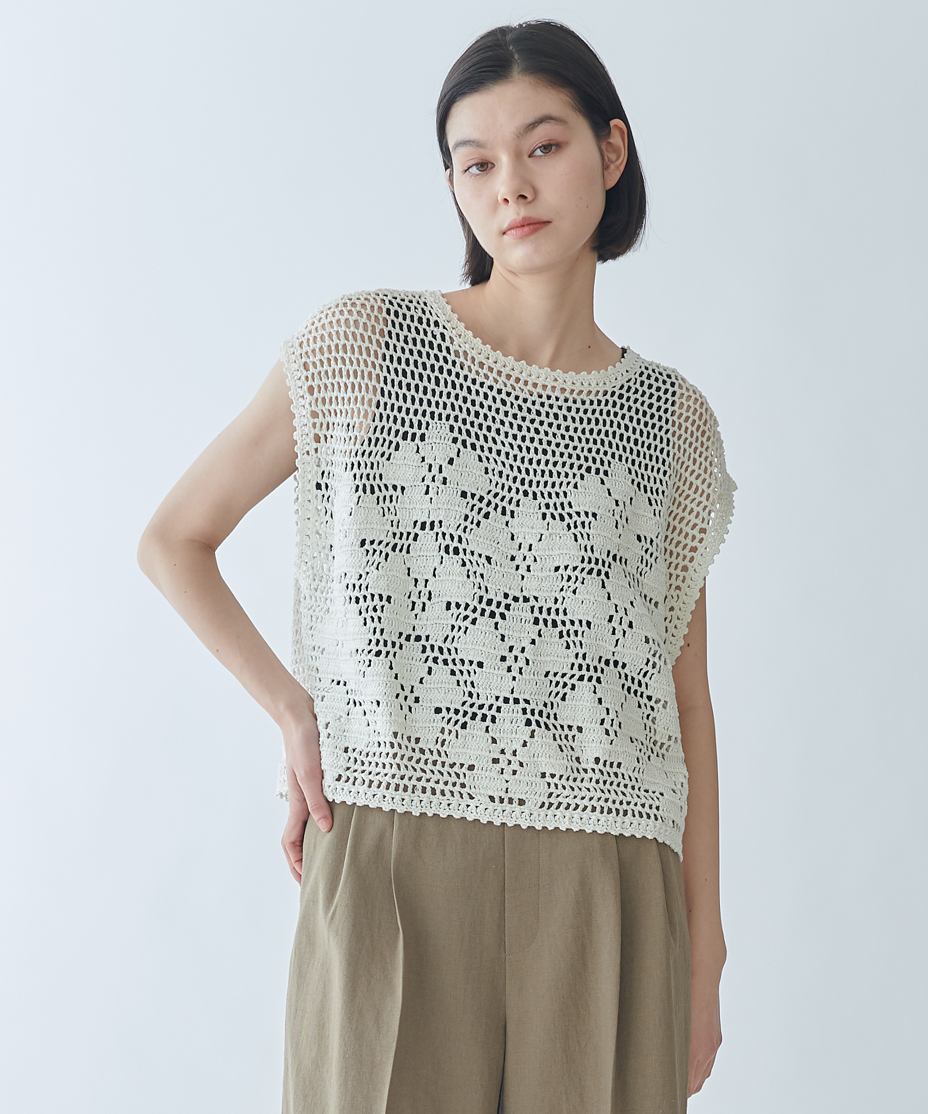 メッシュ編みフラワーモチーフニット – FACE SANS FARD