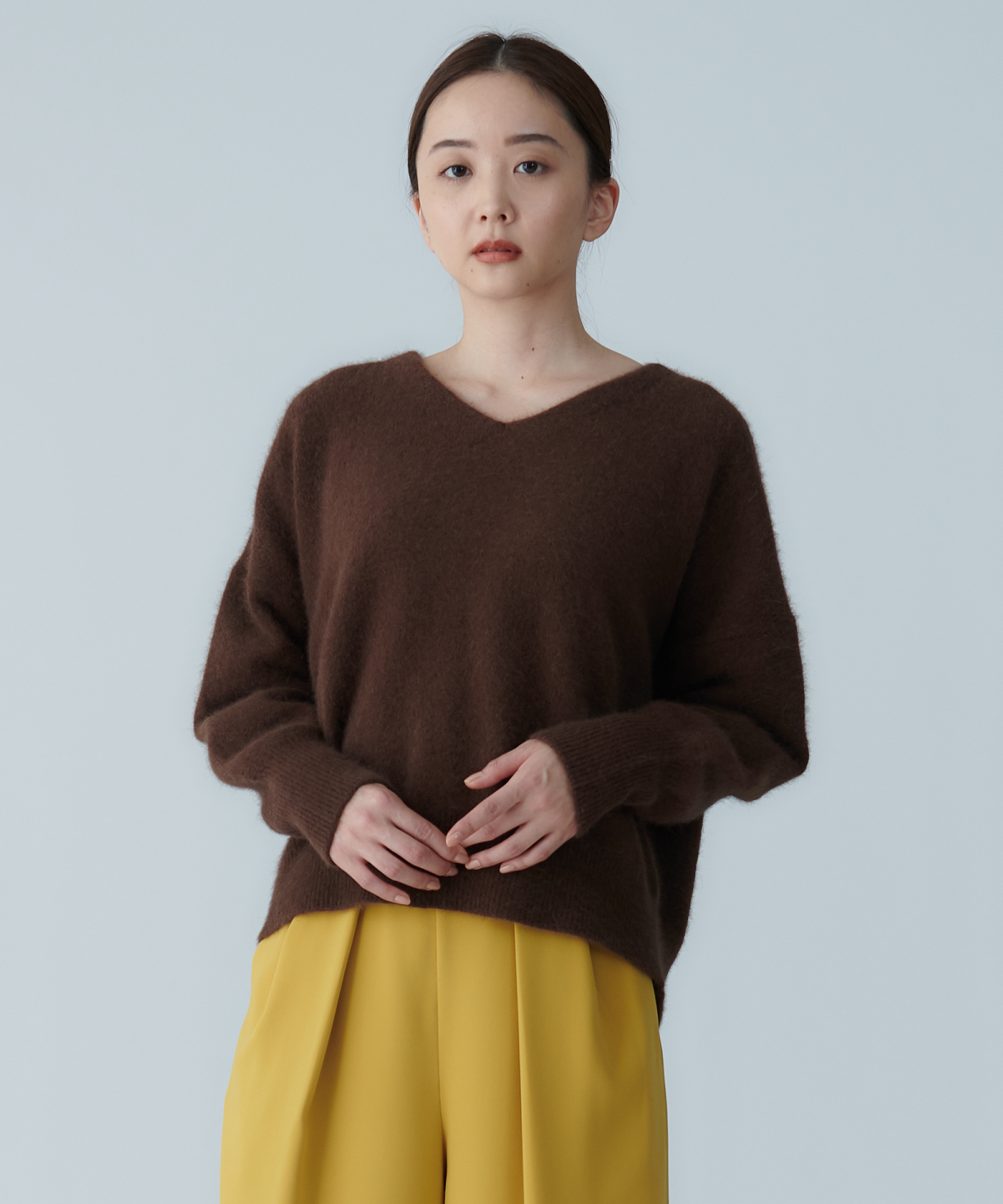 【DES PRÉS】【2023AW】フォックスカシミヤ Vネックプルオーバー フォックスカシミヤブレンド Vネックニットプルオーバー