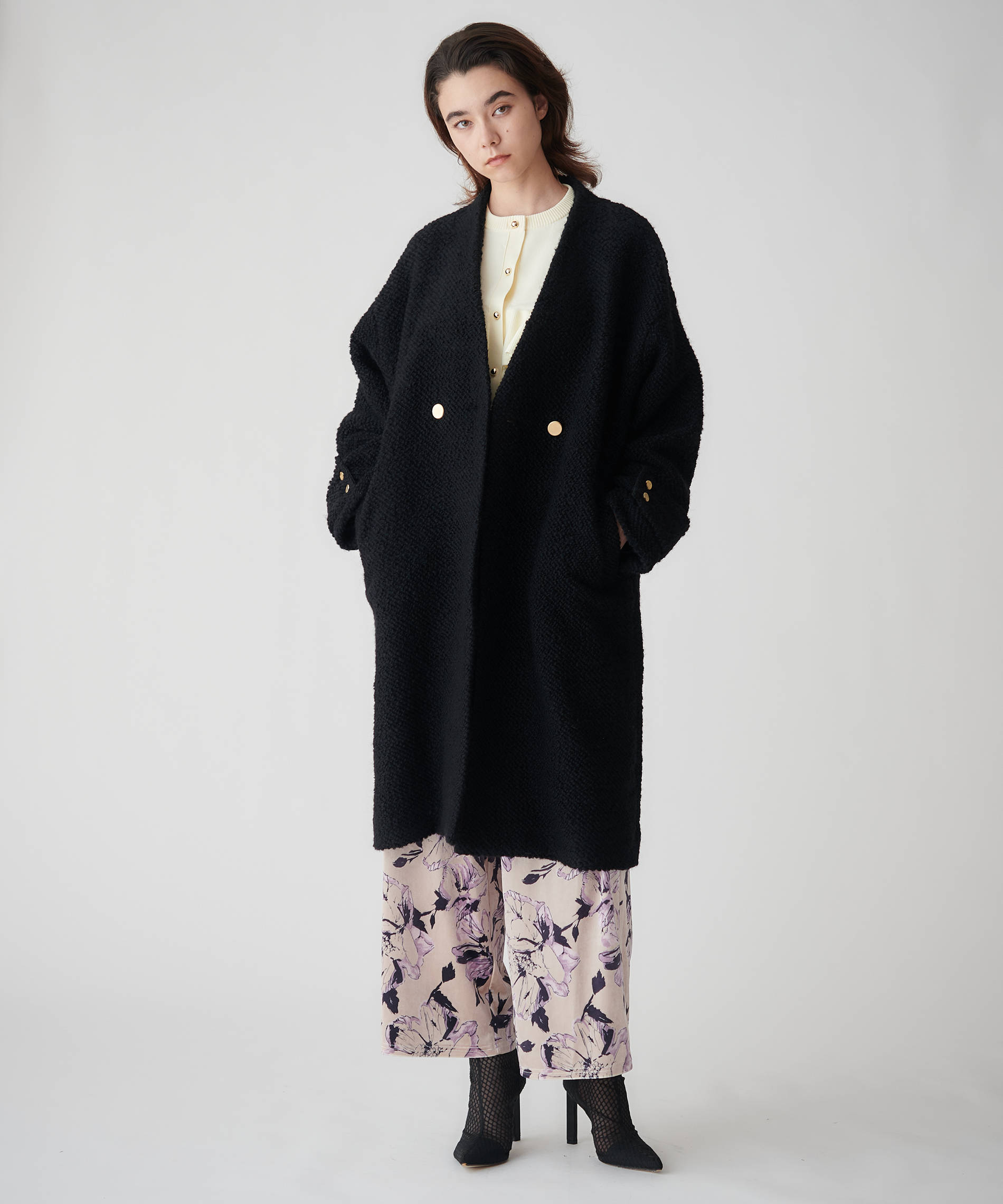 Vネックロングコート – FACE SANS FARD