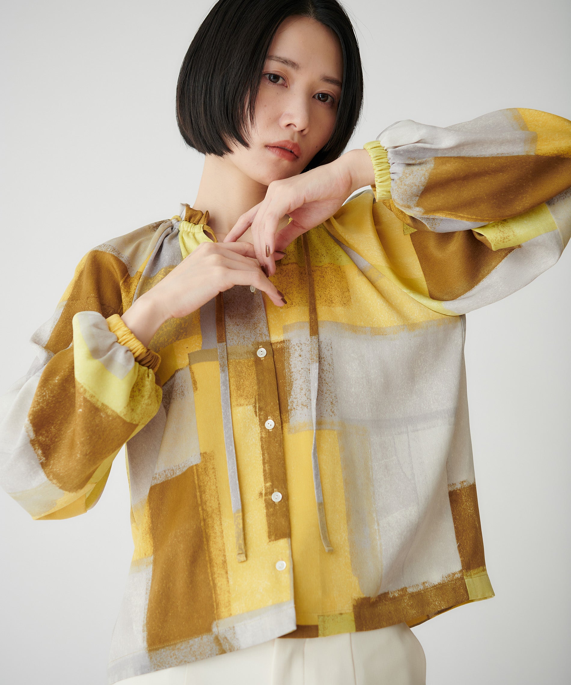 オブリ　ブラウス NVL1951CVW (シャツ) 80'S ORGANIC VOILE PLAIN(WRINKLE) BANDED
