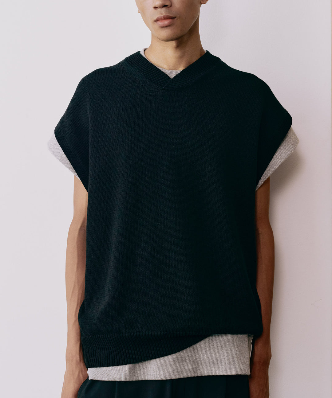 コットンシルクニットベスト