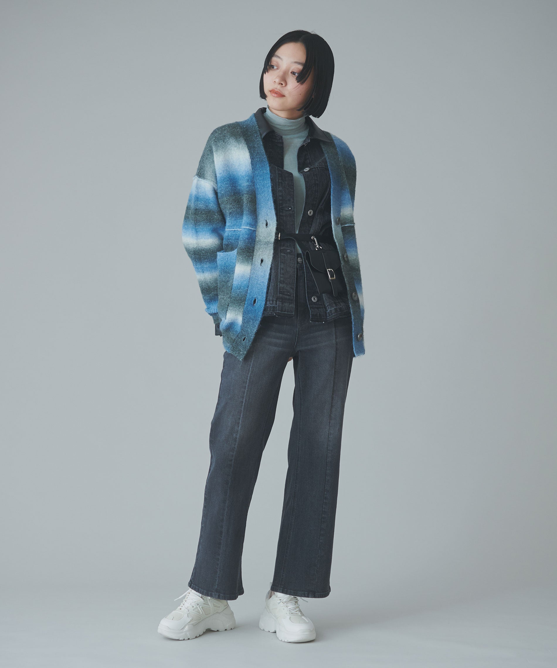 最大80％OFF - 『在庫ロス売買マーケット』 – グラデーションボーダーニットカーディガン FACE FARD SANS トップス