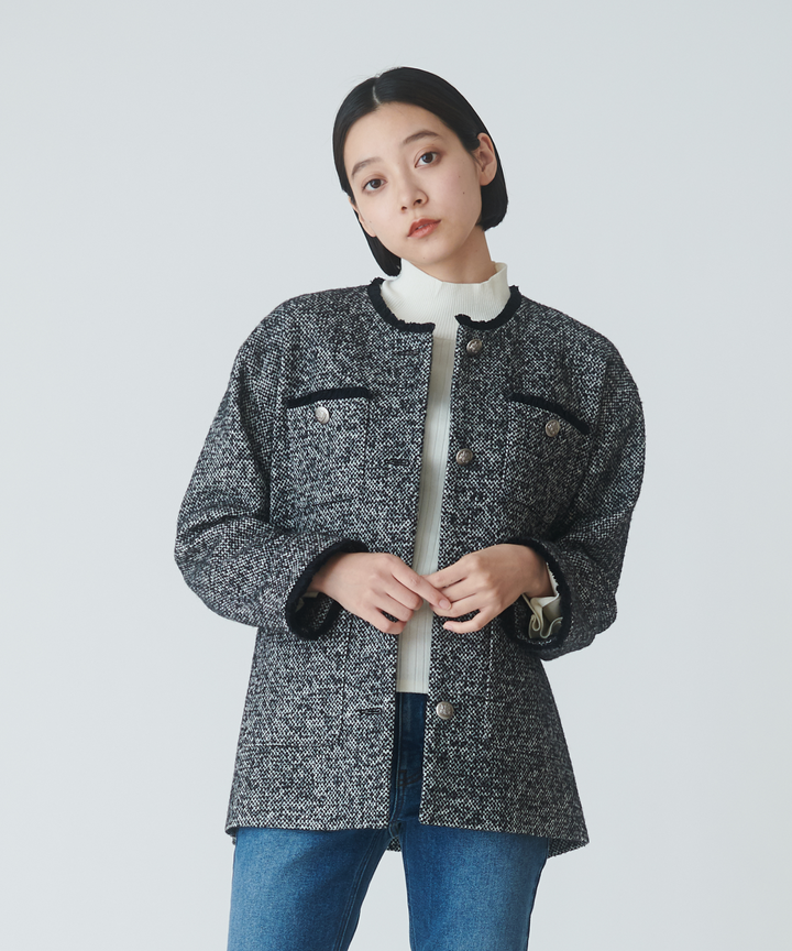 新品タグ付き♡フェンディ ツイード ラメ シルク混 ノーカラー 新品タグ付き♡フェンディ ツイード ラメ シルク混 ノーカラー