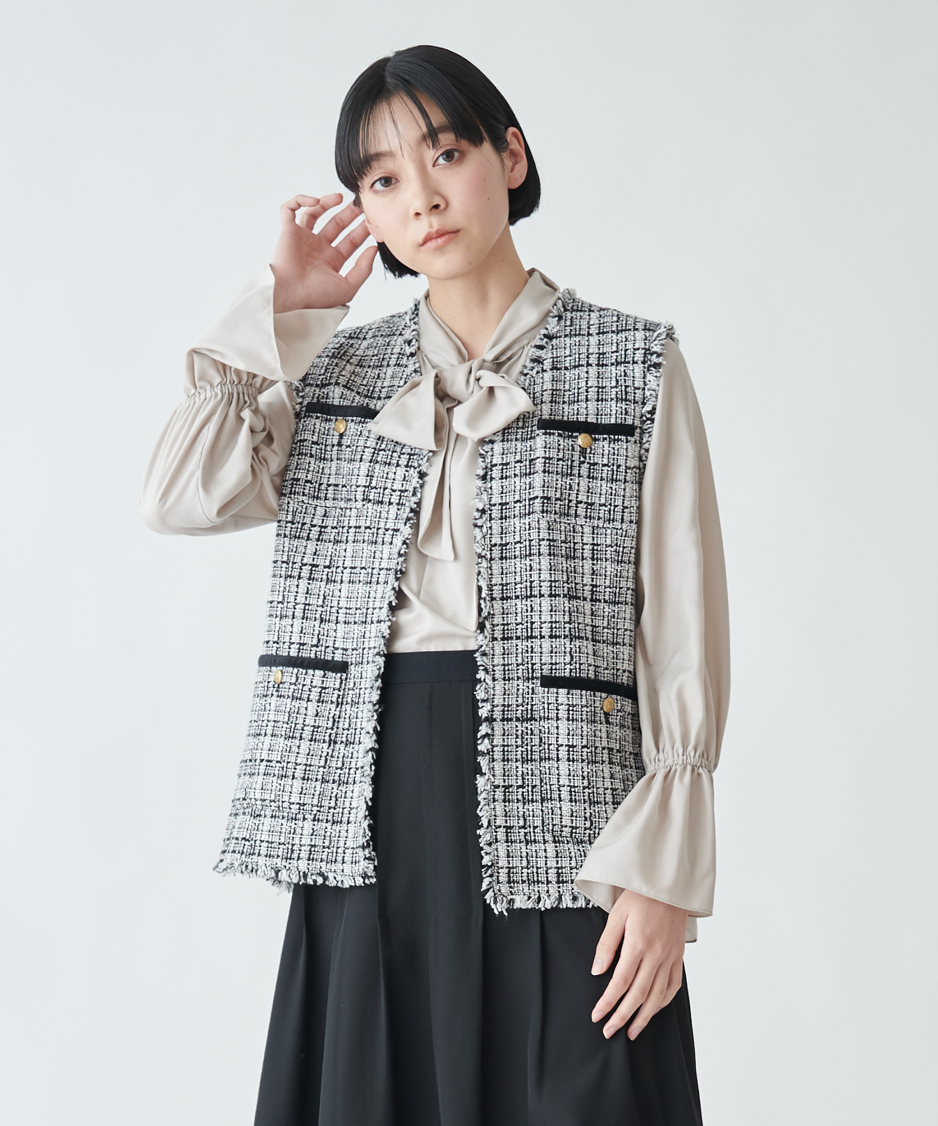 yori イッピーチェックツイードジレ 新品 未使用】yori イッピーチェックツイードジレ - メルカリ