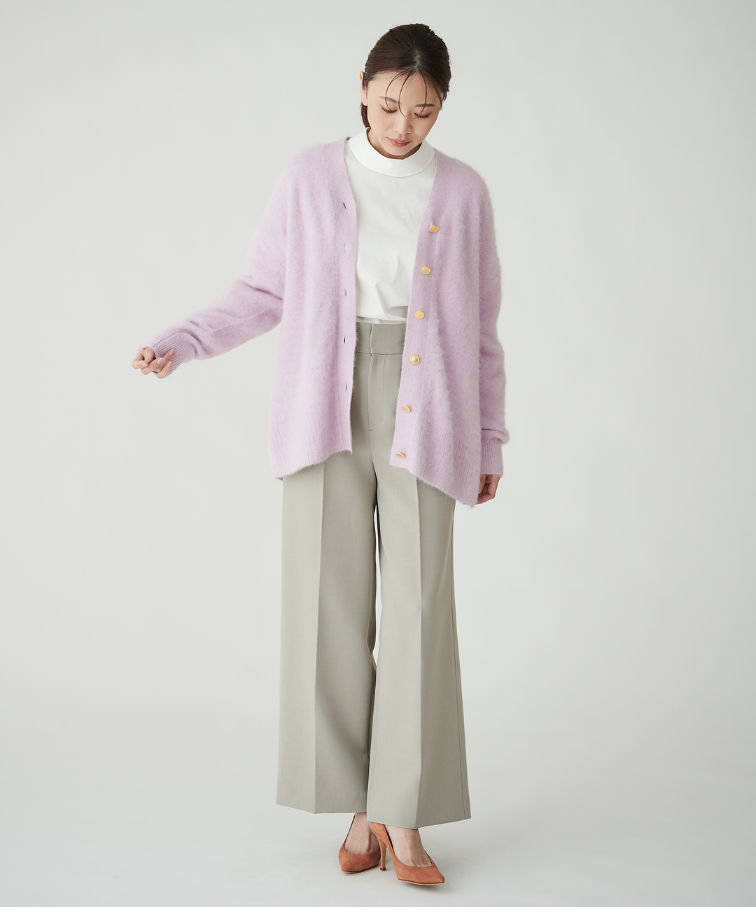 ♡ブランベール♡ロングカーディガンカシミヤフリーサイズピンク ♡ブランベール♡ロングカーディガンカシミヤフリーサイズピンク