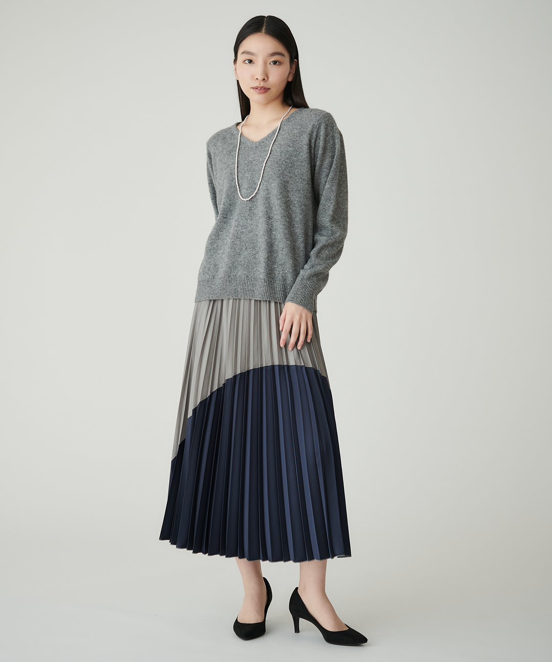 バイカラープリーツスカート – FACE SANS FARD バイカラープリーツスカート – FACE SANS FARD