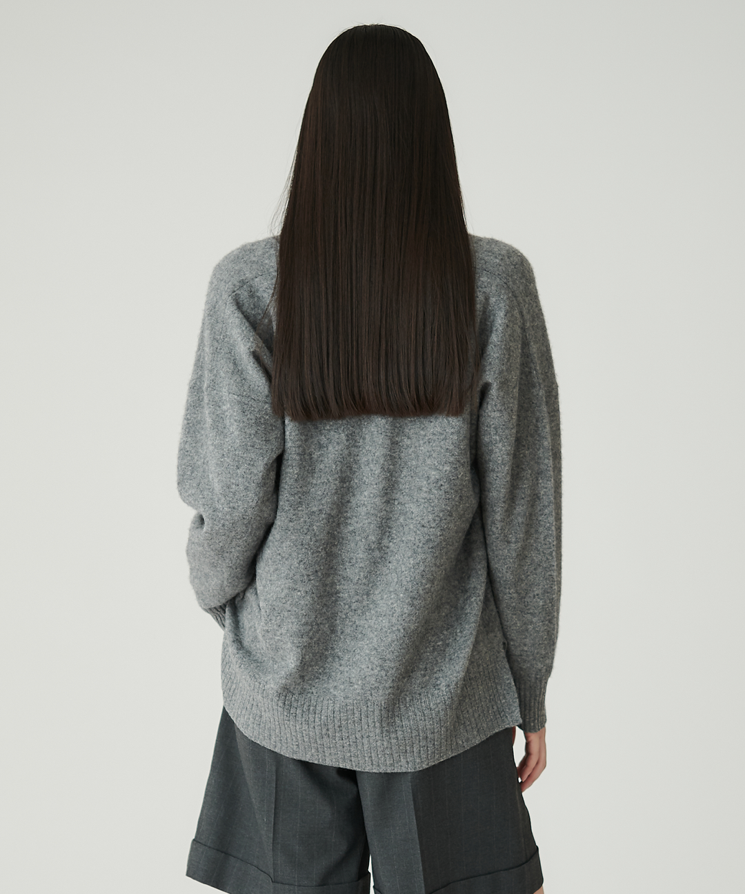 ソウシオオツキ スリットニット セーター【F】グレー シェットランドウール 12G YAKニット – FACE SANS FARD