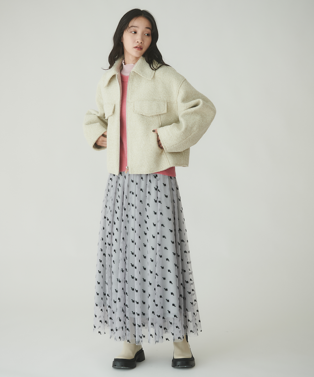 フロッキープリントチュールスカート – FACE SANS FARD フロッキープリントチュールスカート – FACE SANS FARD