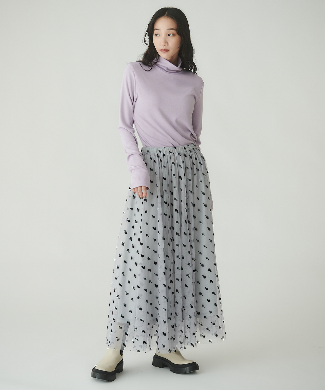 フロッキープリントチュールスカート – FACE SANS FARD フロッキープリントチュールスカート – FACE SANS FARD