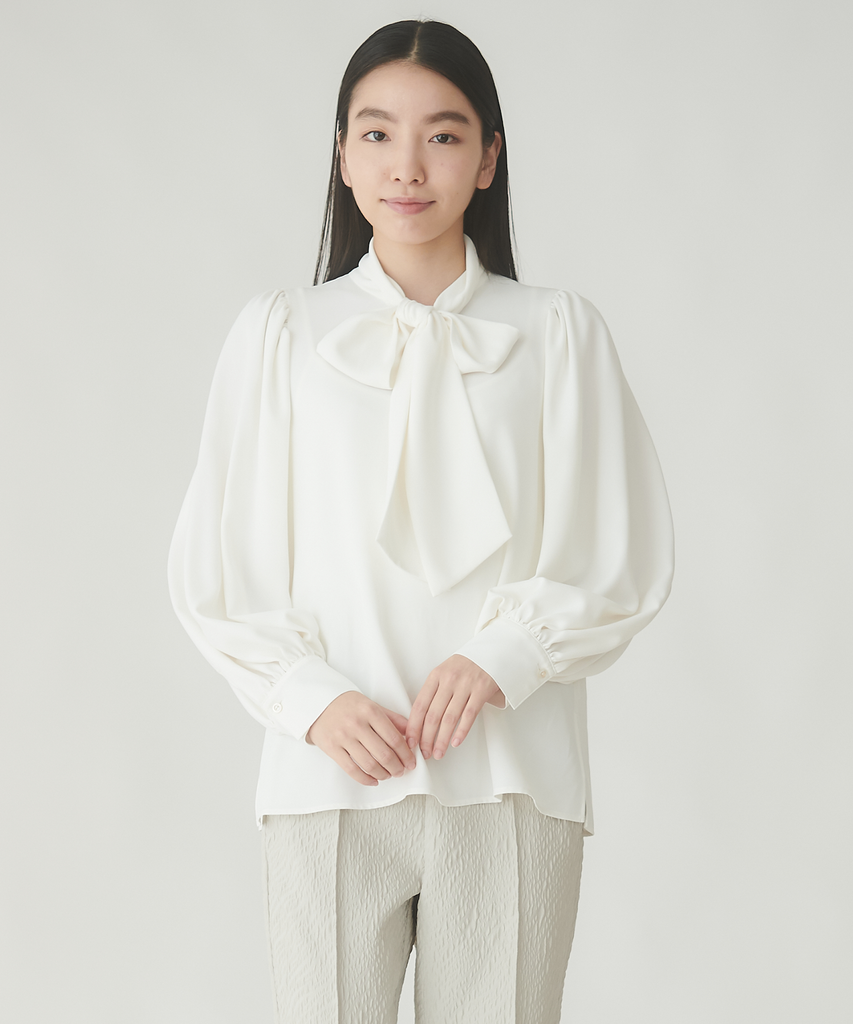 【感謝価格】 バックサテンジョーゼットボウタイブラウス – FARD SANS FACE シャツ/ブラウス(半袖/袖なし)