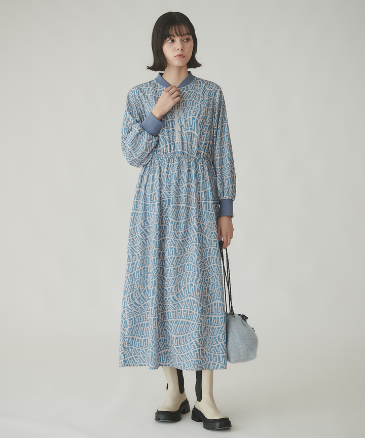 幾何柄プリントギャザーワンピース – FACE SANS FARD 幾何柄プリントギャザーワンピース – FACE SANS FARD