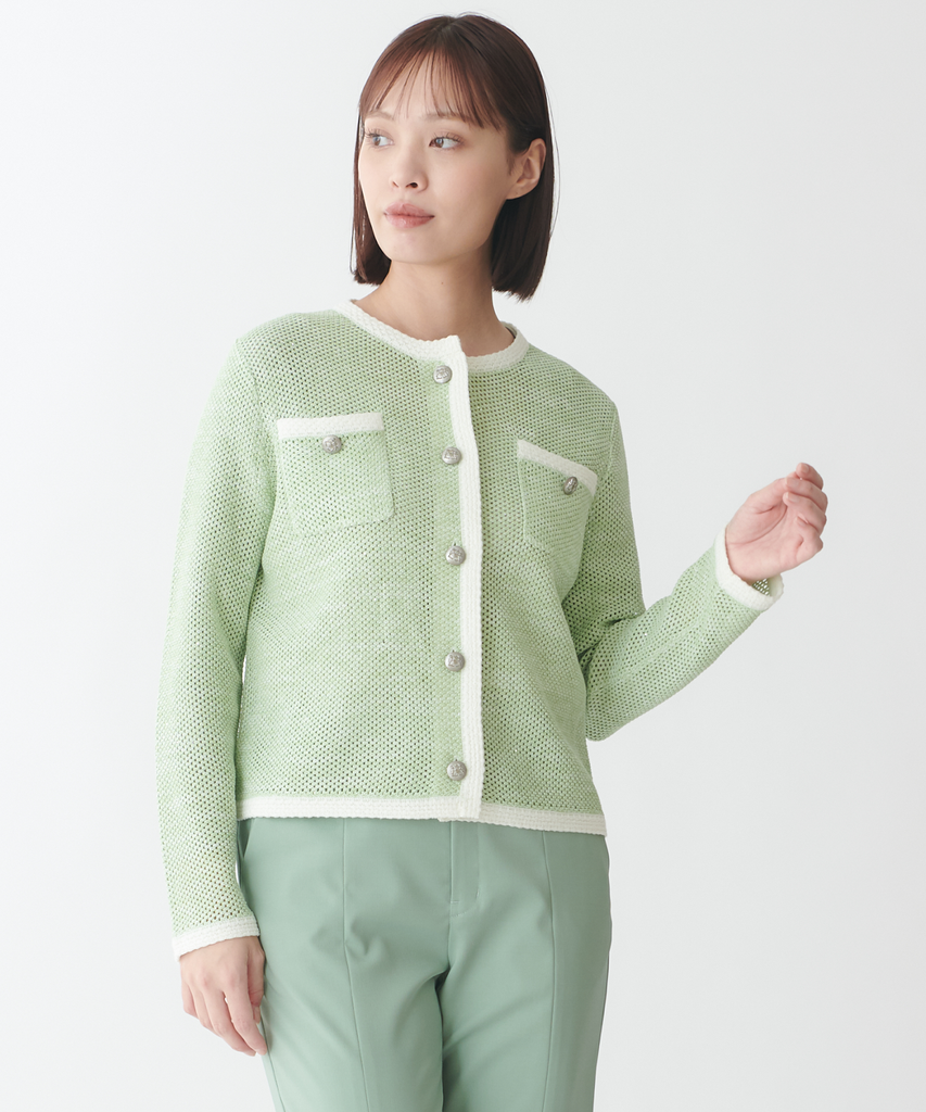 スパンコールツィードニットカーディガン – FACE SANS FARD