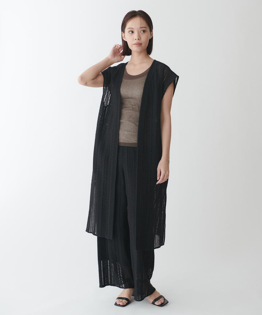 未使用　BASILE28 ロングジレ　フード　9号サイズ　スモークグレー osharewalker ジレ ベスト レディース アウター フード付き
