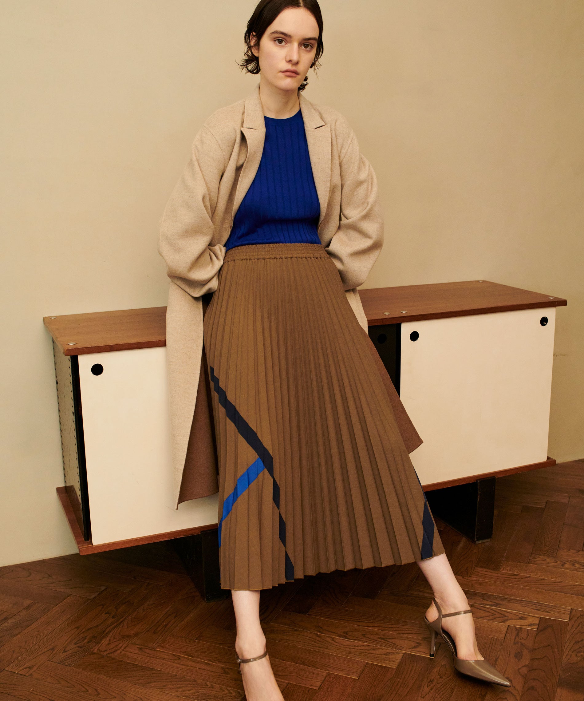 バイカラープリーツスカート – FACE SANS FARD