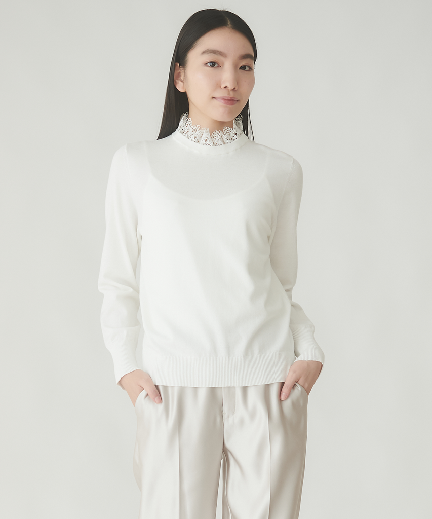 ニット×レースドッキングトップス – FACE SANS FARD