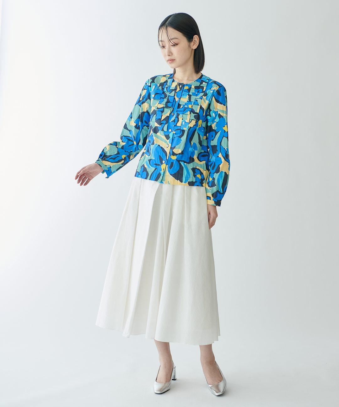 アシンメトリータックフレアスカート – FACE SANS FARD アシンメトリータックフレアスカート – FACE SANS FARD