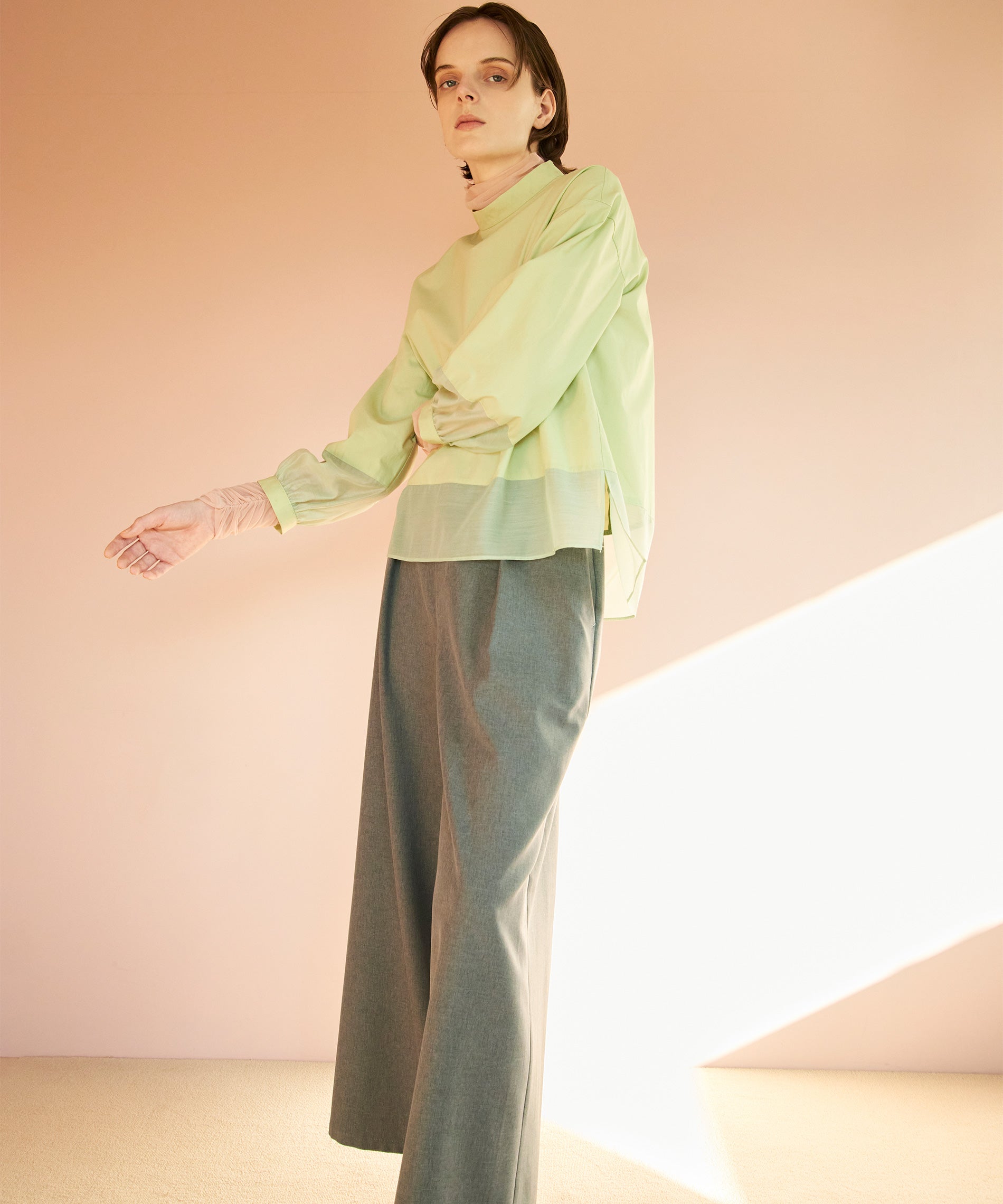 ふかふかページ 雑誌MonoMax5月号掲載】7分袖フレンチリネンMIX無地シャツ【吸水速乾