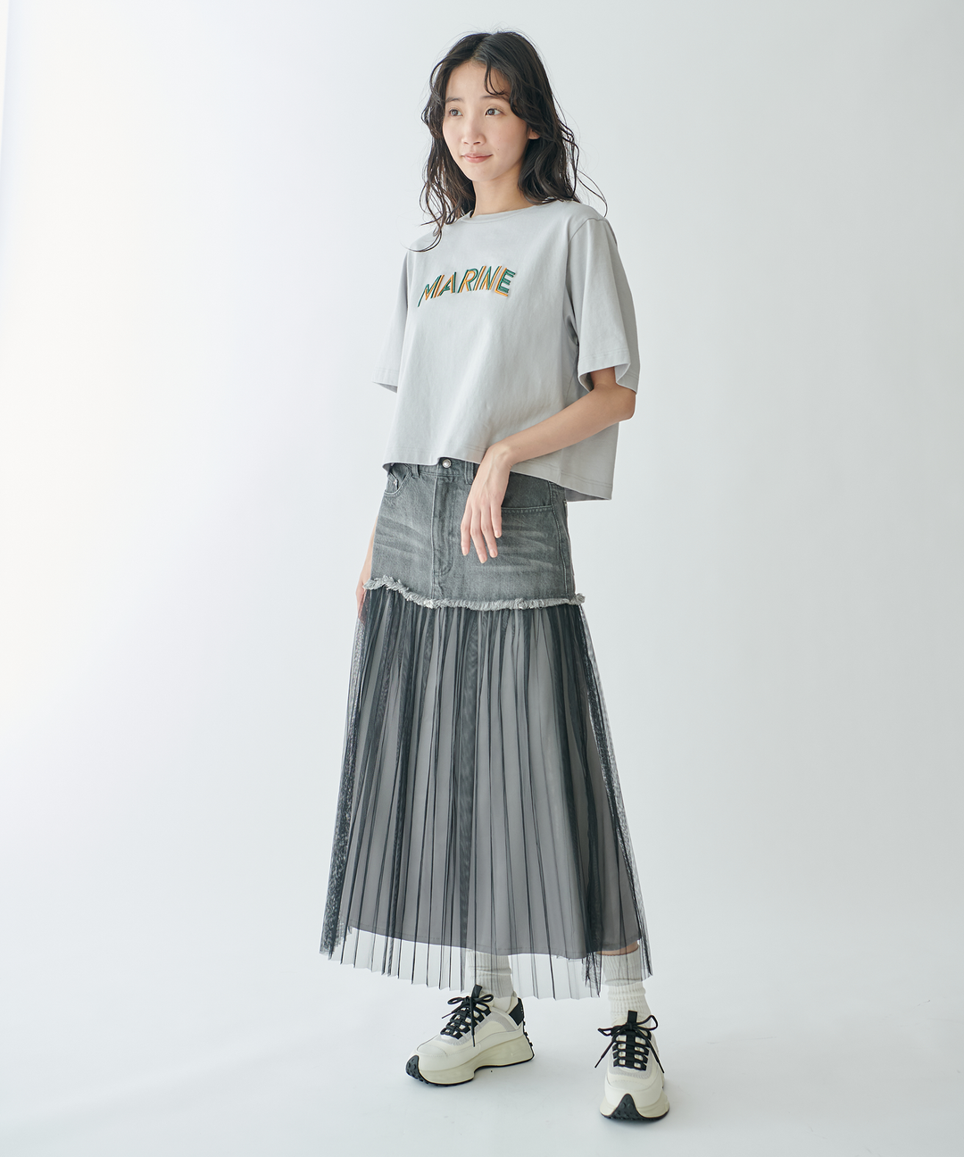 MARINEロゴ刺繍Tシャツ