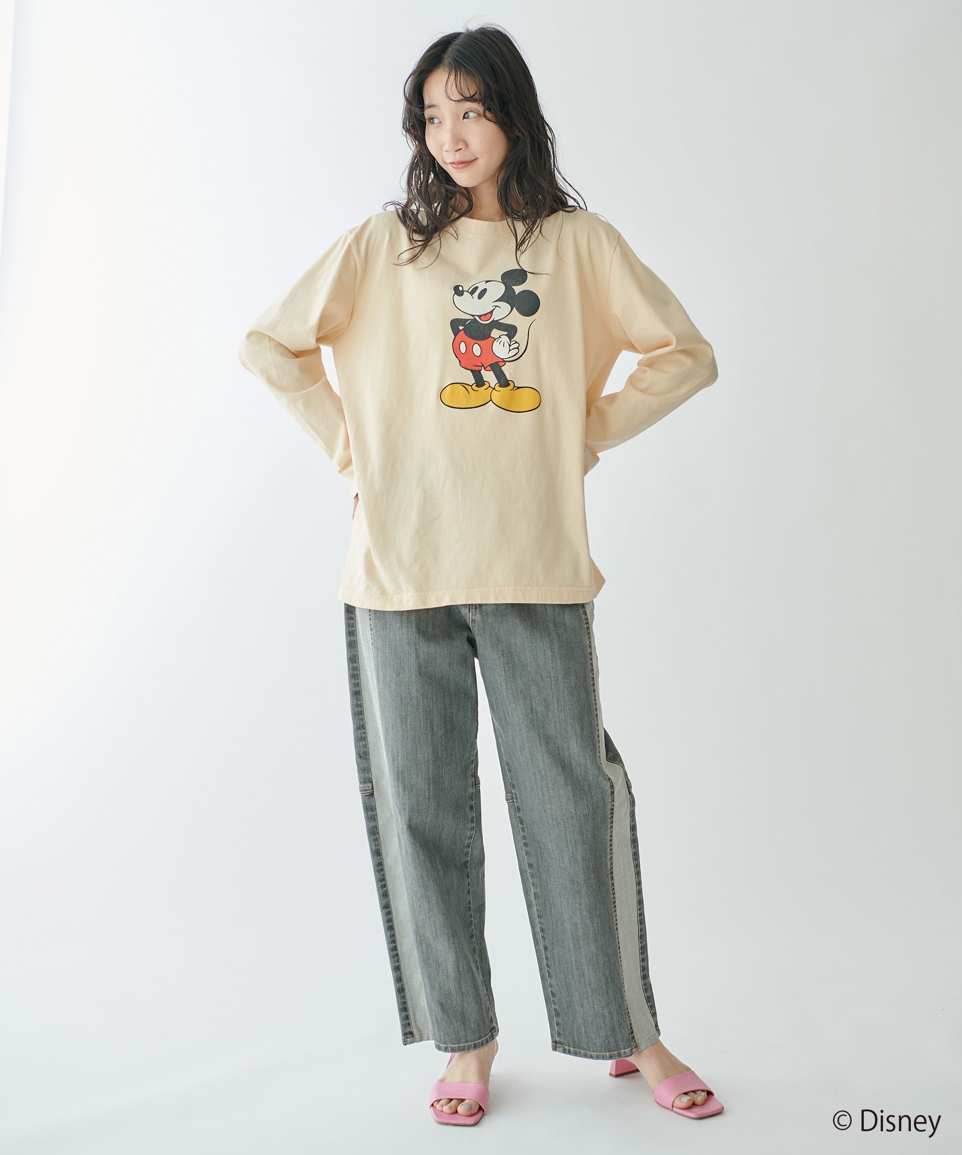 海外ディズニー SとM ロングシャツ ミッキー＆フレンズ セール】 【Disney】ミッキー&フレンズ/ペイントロンT（オフ