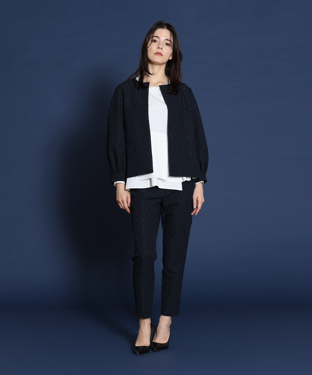 BEATRICE NAVY】ジャガードジャケット – FACE SANS FARD BEATRICE NAVY】ジャガードジャケット – FACE SANS FARD
