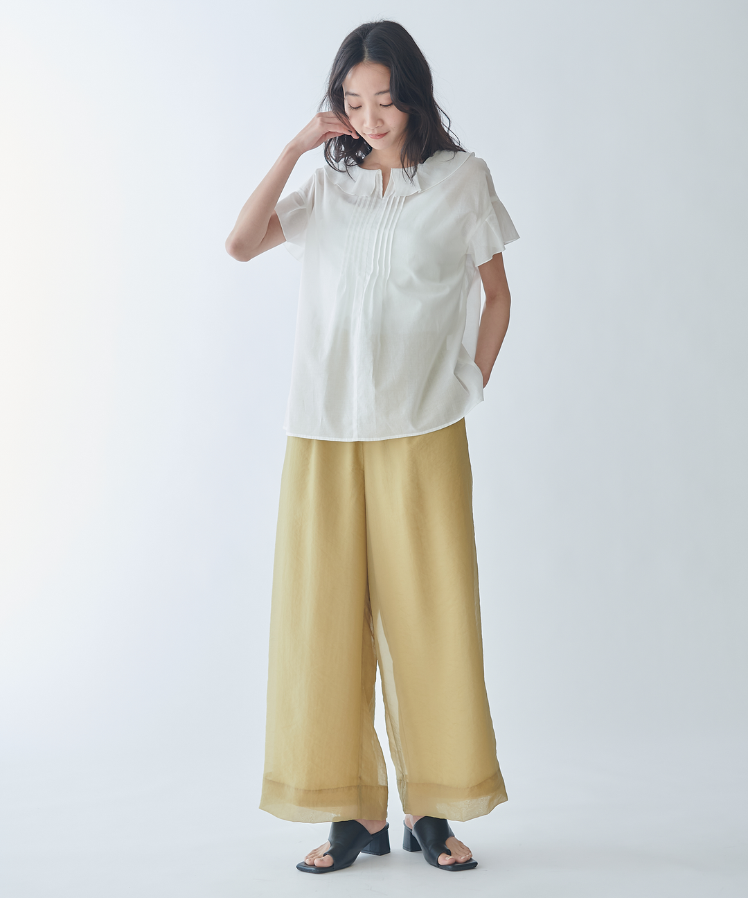 ojos パンツ シアーオーガンジーワイドパンツ – FACE SANS FARD