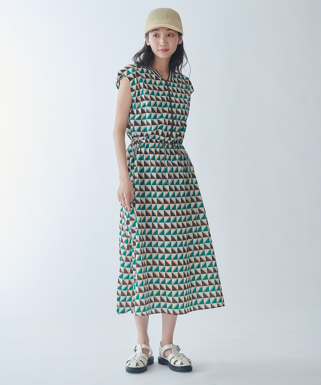 ☆SaturdayClub☆ ジオメトリックプリント シフトワンピース ジオメトリックプリントワンピース – FACE SANS FARD