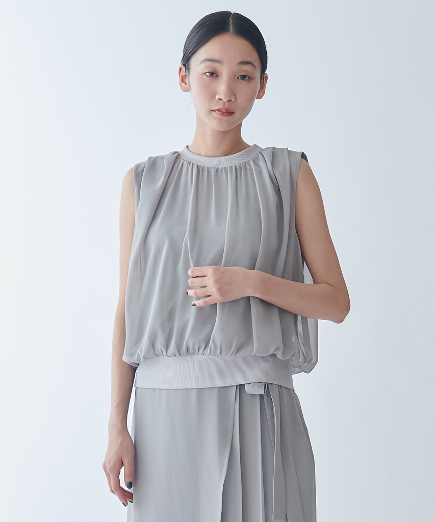 シアージョーゼットノースリーブトップス – FACE SANS FARD