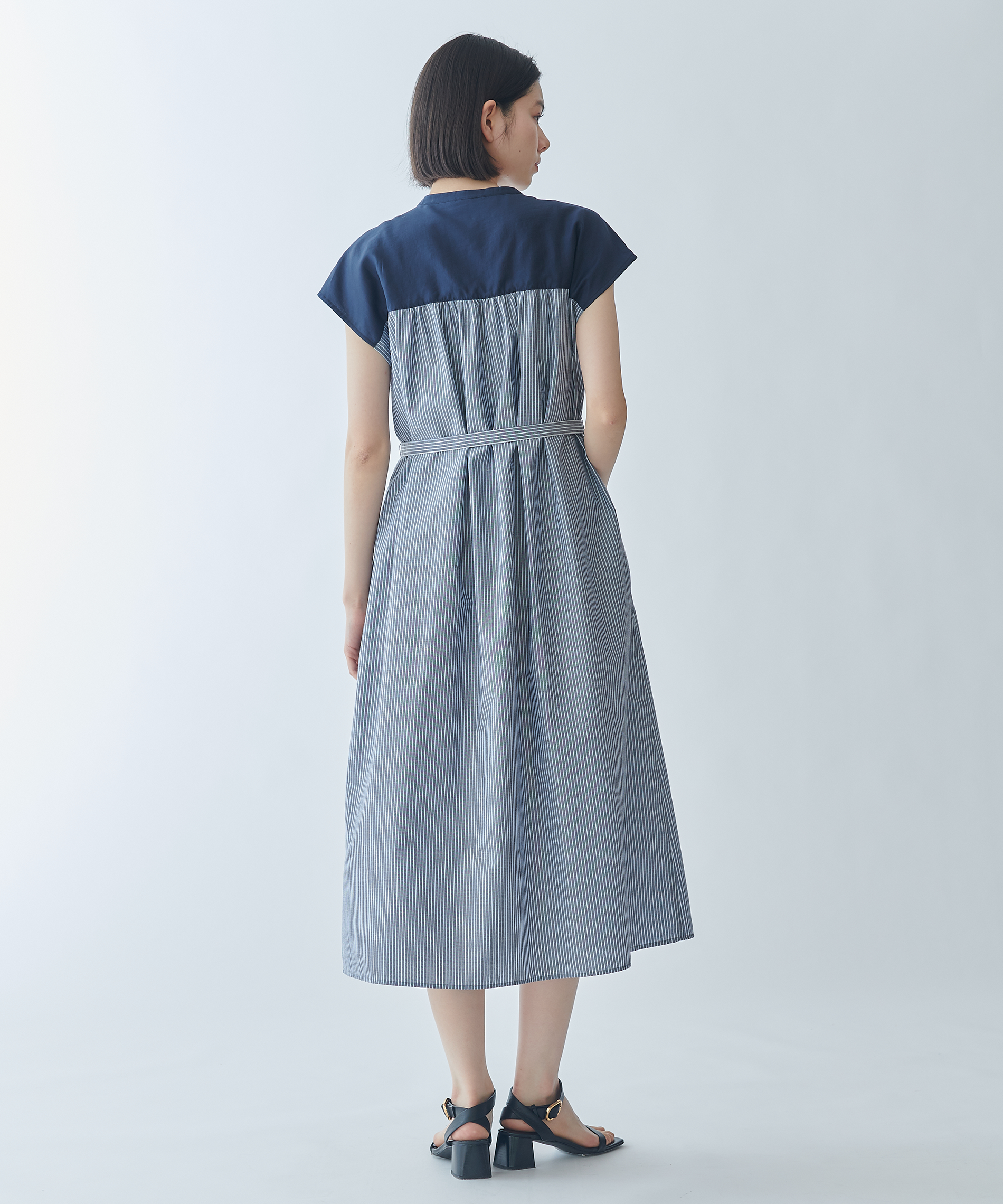 CABaN キャバン ブルー マルチストライプ ノースリーブワンピース 完売 