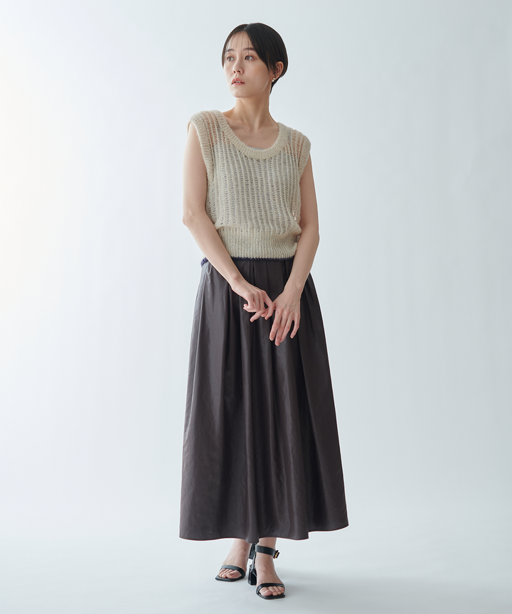 メッシュノースリーブニット