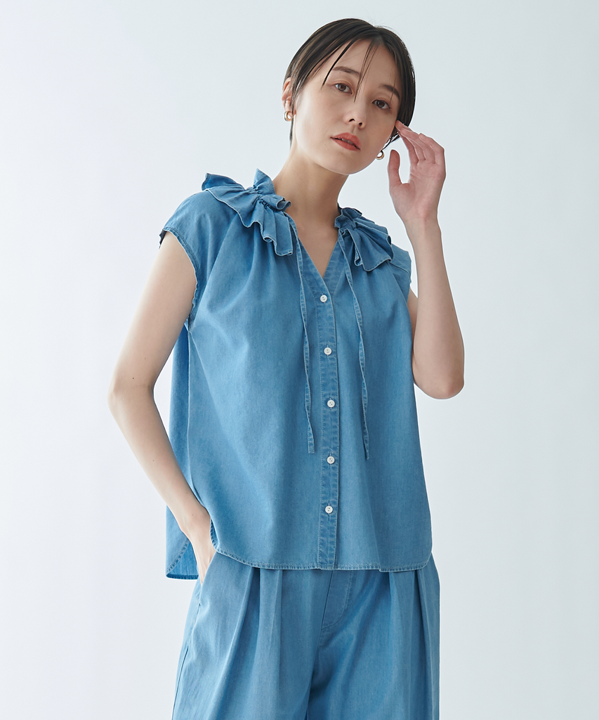 タバサ　ノースリーブチュニック　サイズ36 大きいサイズ サイドタック使い ノースリーブ チュニック