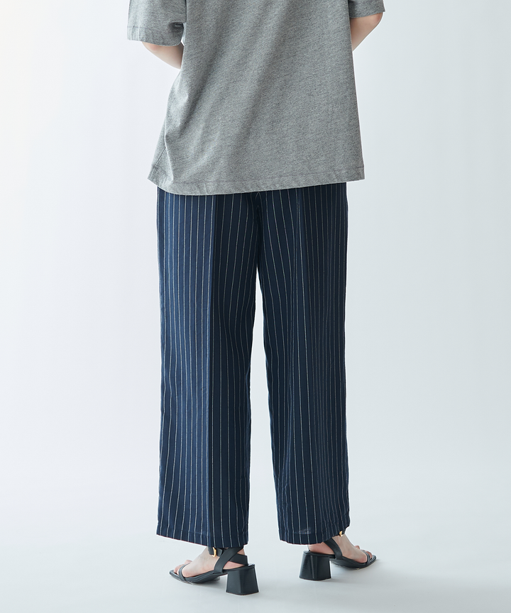 リネン混ワイドパンツ