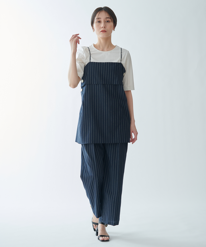 リネン混ワイドパンツ