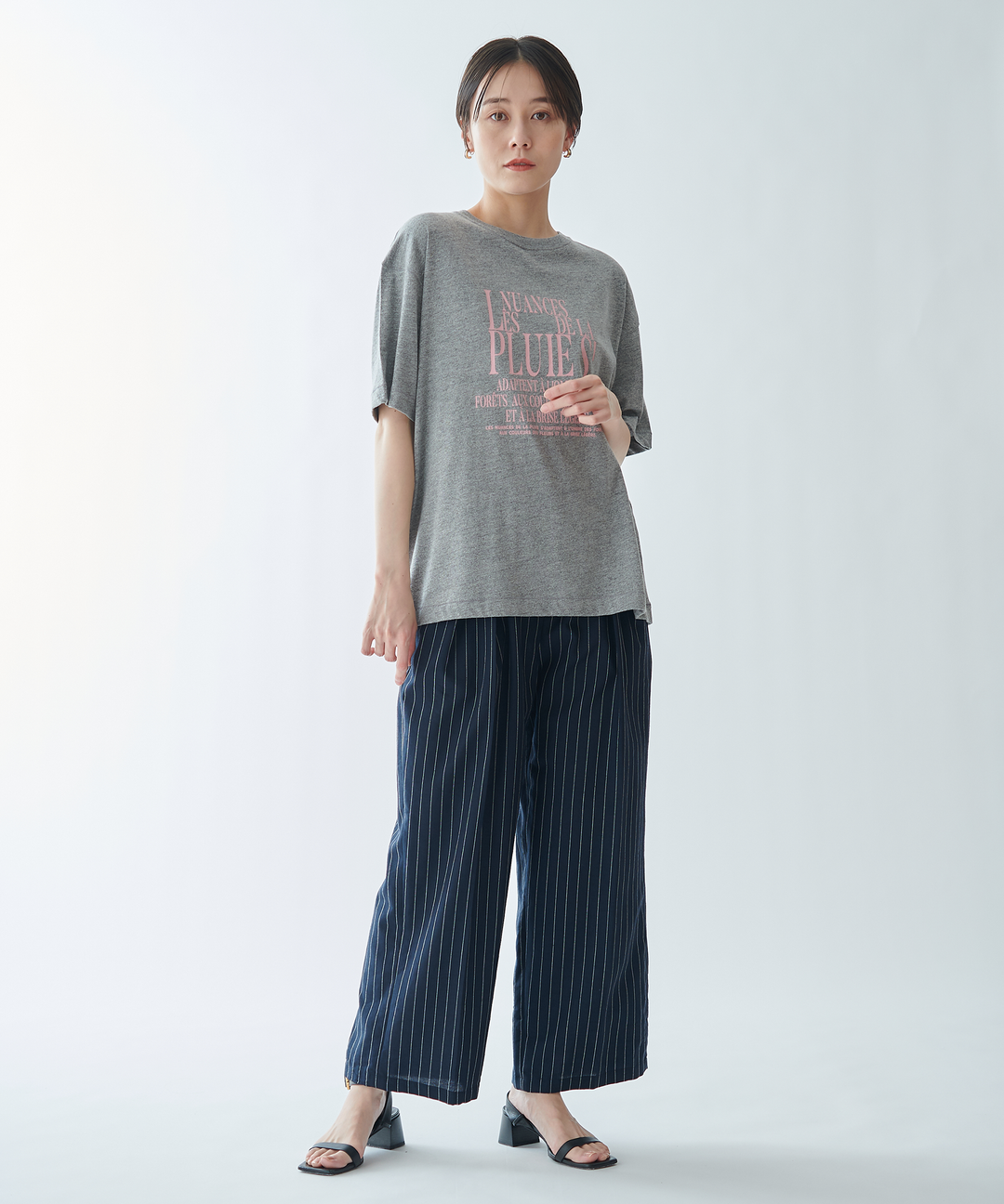 リネン混ワイドパンツ