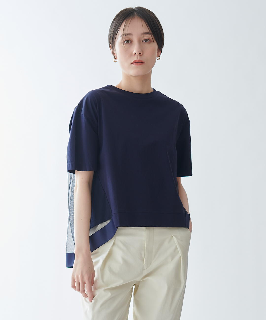 異素材ドッキングTシャツ