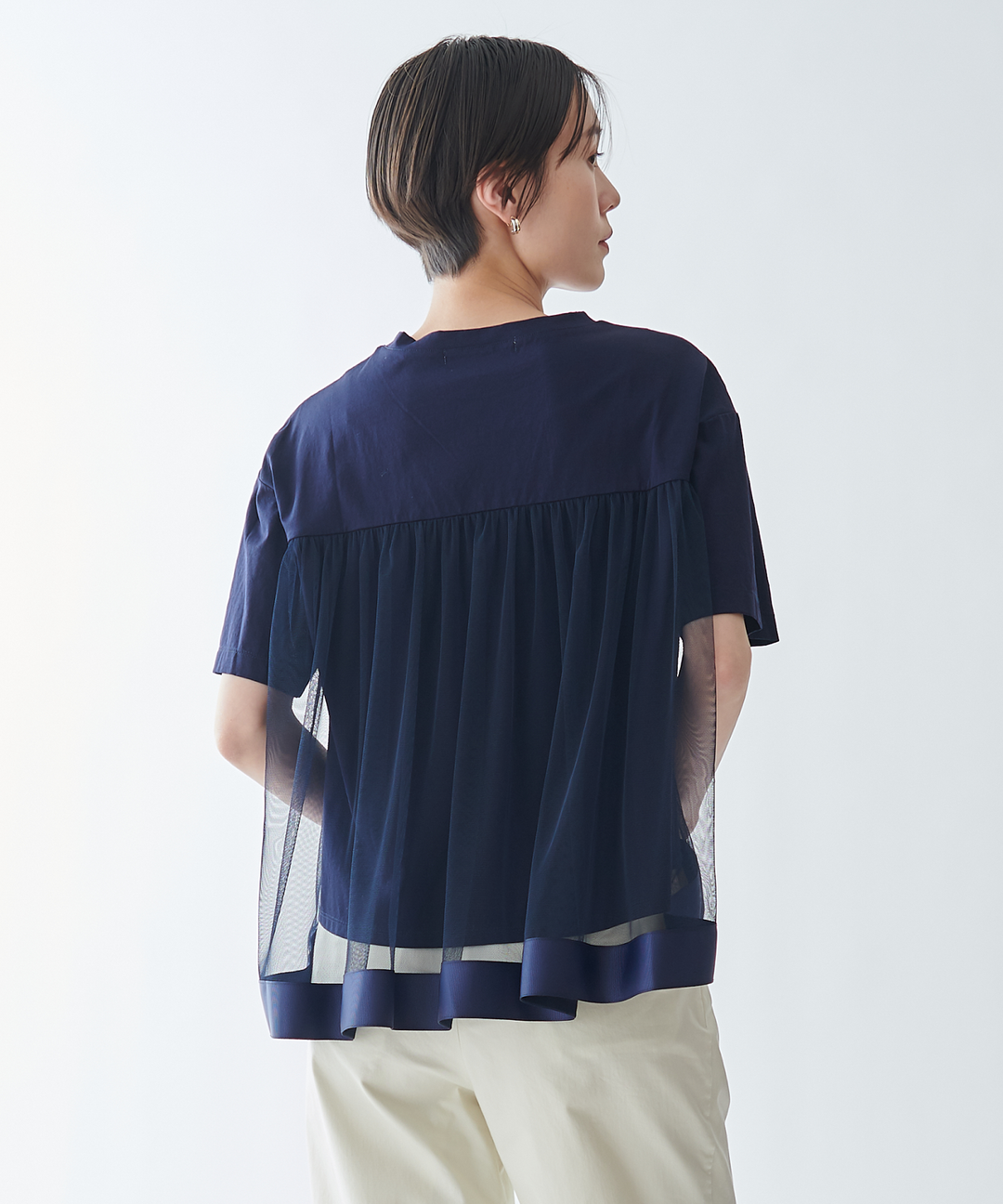 異素材ドッキングTシャツ