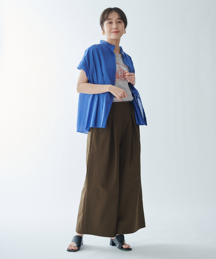 サスペンダー付きワイドパンツ