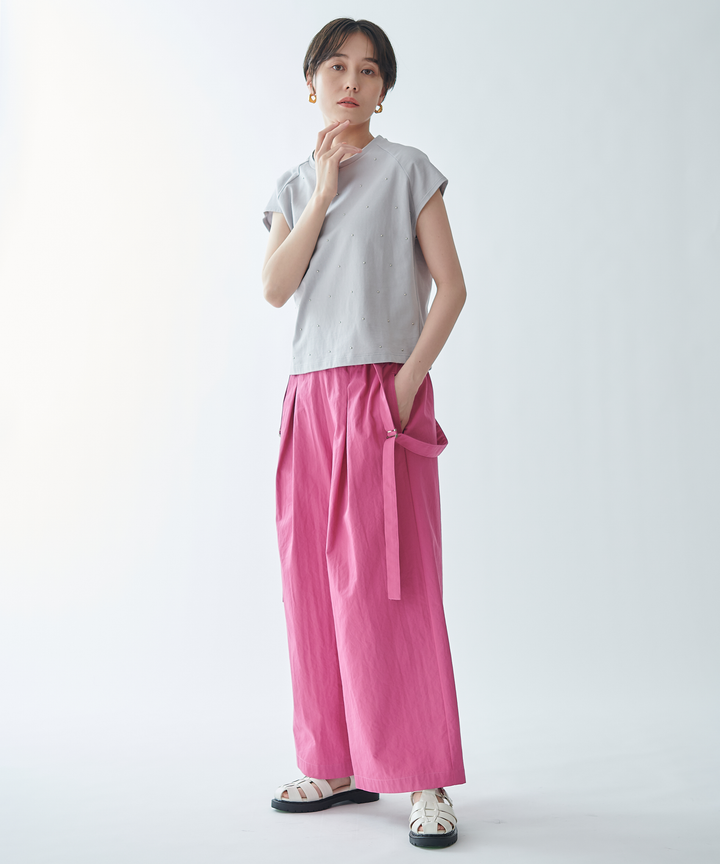 サスペンダー付きワイドパンツ