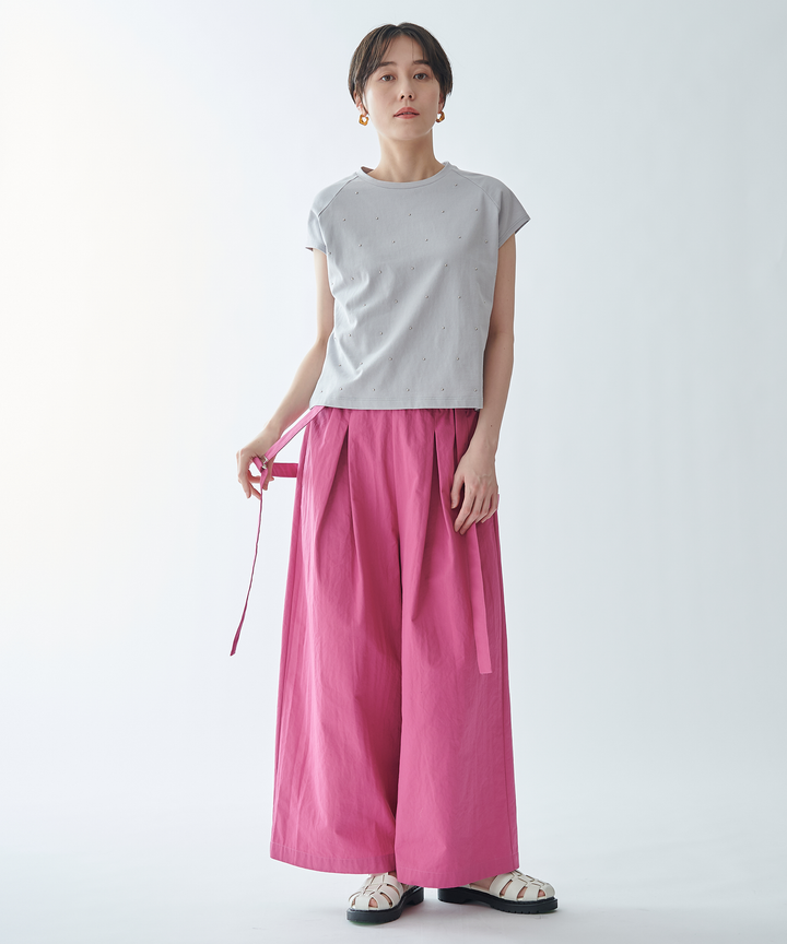 サスペンダー付きワイドパンツ