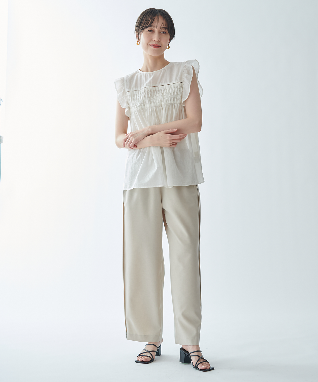配色パイピングパンツ