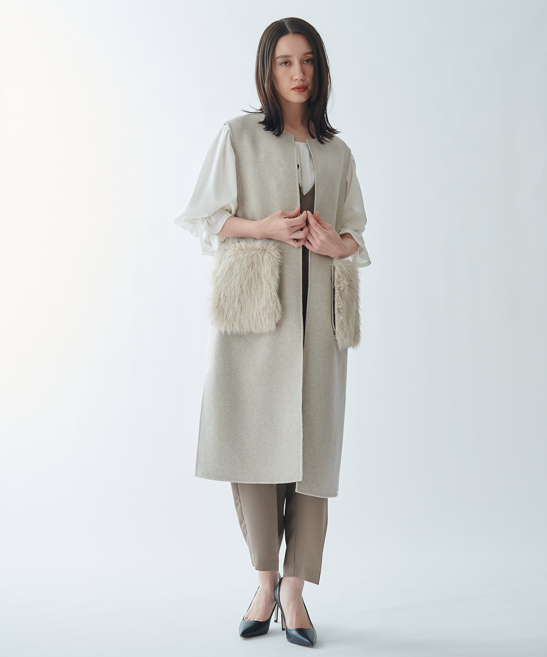 ファーポケットロングジレ – FACE SANS FARD ファーポケットロングジレ – FACE SANS FARD