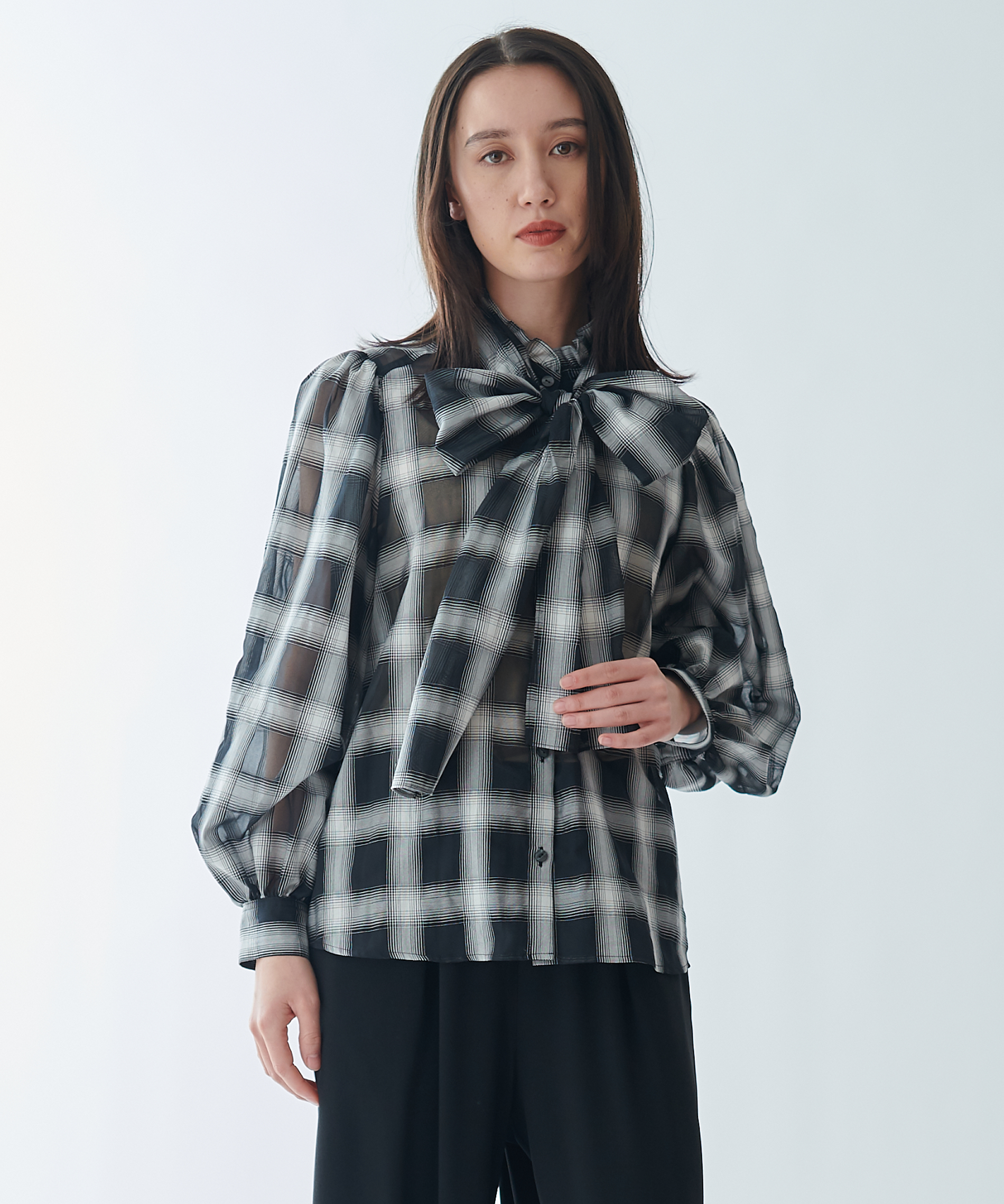 ボンジュールダイアリー チェック ブラウス 8y 2024 bonjourdiary 8y