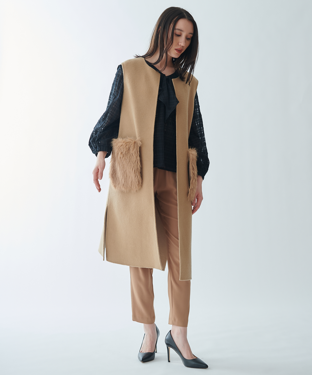 ファーポケットロングジレ – FACE SANS FARD ファーポケットロングジレ – FACE SANS FARD