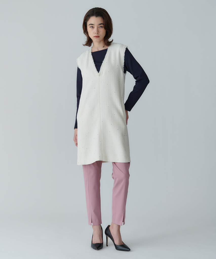 ☆美品☆サンフィン ツイードワンピーススーツ ☆美品☆サンフィン ツイードワンピーススーツ ホワイト ツイード