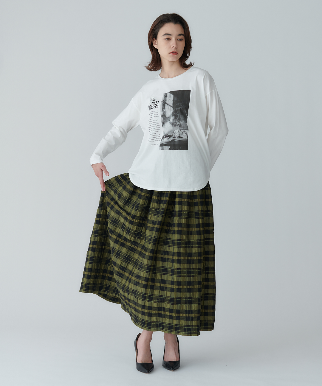 フォトプリントオーバーサイズロングTシャツ