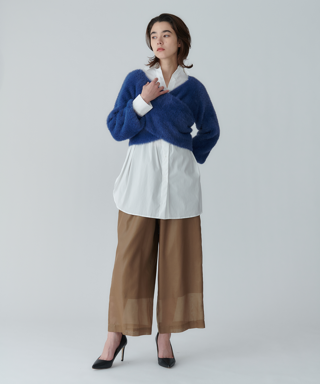 フェザーヤーンカシュクールニット