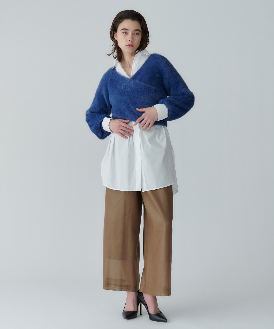 フェザーヤーンカシュクールニット